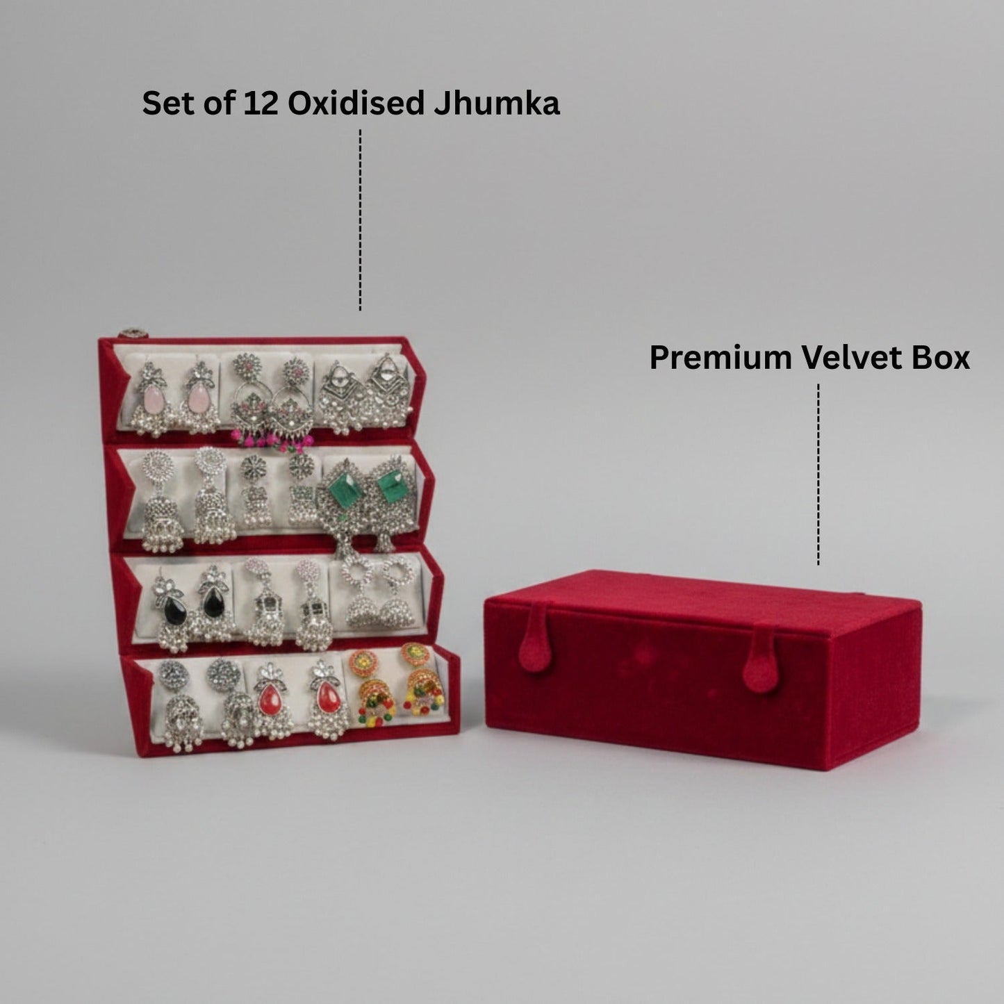 Set Of 12 Earrings With Folding Jewellery Box