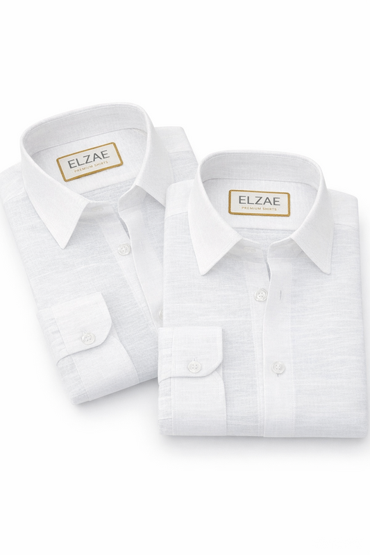 White Luxurious Cotton Shirt- Pack Of 2