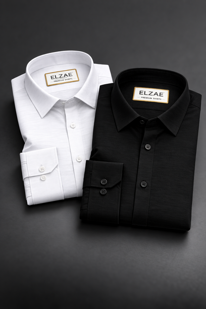 White & Black Luxurious Cotton Shirt- Pack Of 2