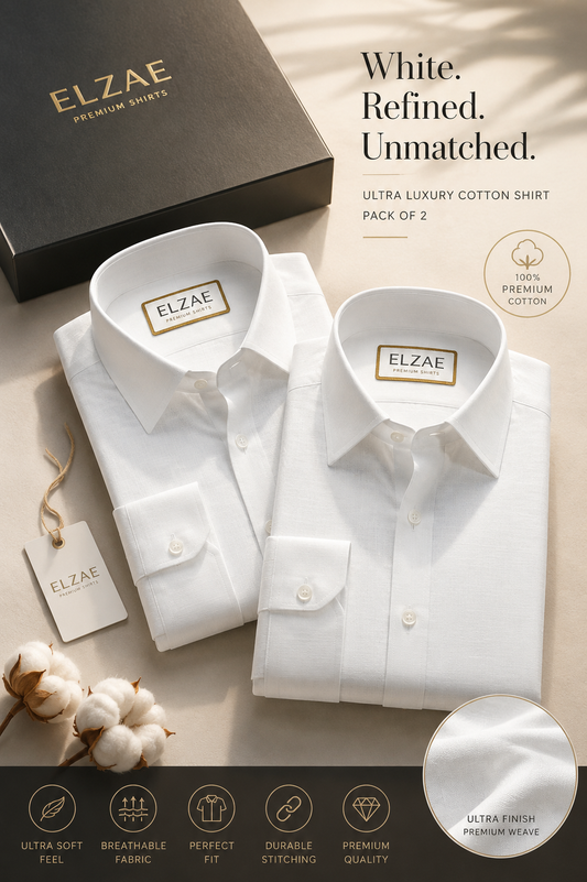 White Monarch™ Luxury Cotton Shirt | Elite Pack Of 2