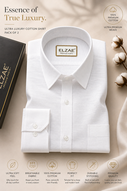 White Monarch™ Luxury Cotton Shirt | Elite Pack Of 2