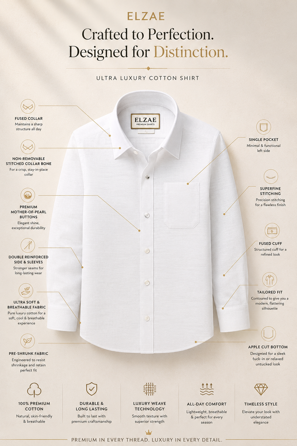 White Monarch™ Luxury Cotton Shirt | Elite Pack Of 2