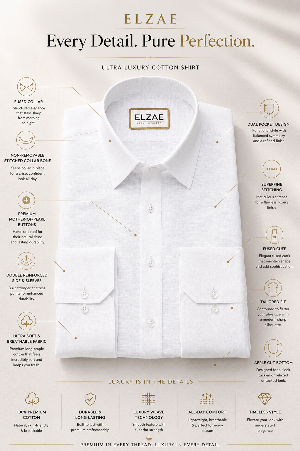 White Monarch™ Luxury Cotton Shirt | Elite Pack Of 2